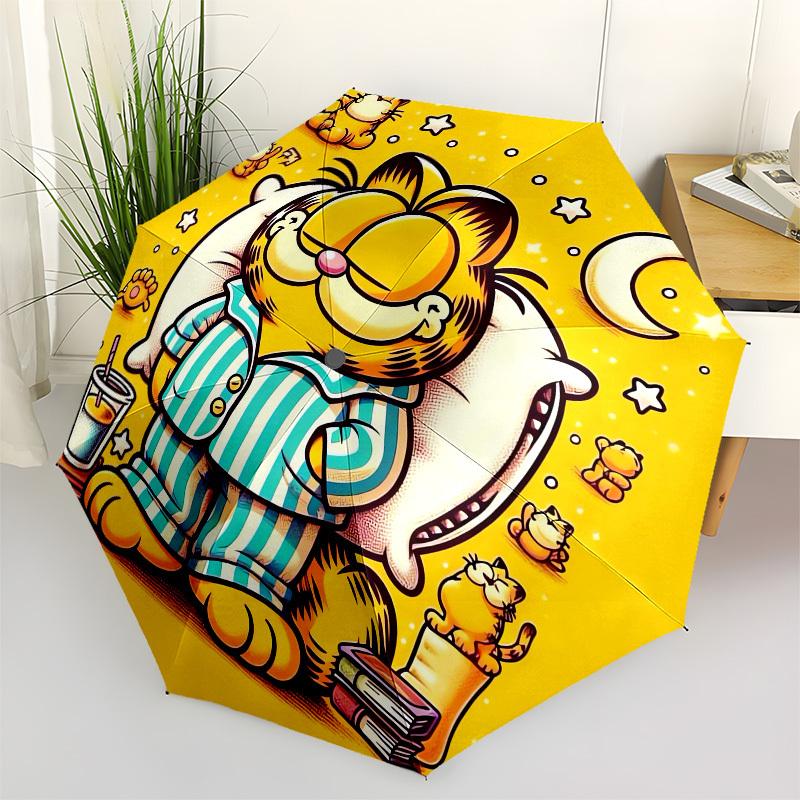 

1pc Garfield in Pajamas with Moon and Stars Umbrella with Plastic Handle,Suitable for All Seasons Home Travel Outdoor UmbrellaM951