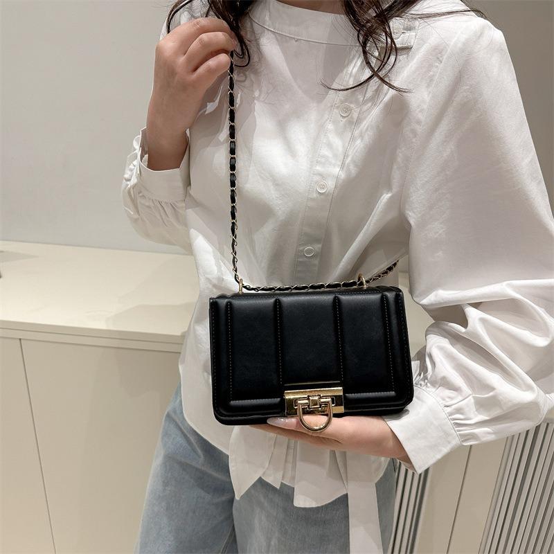 New women's bag fashionable solid color high-end sense versatile shoulder small square bag trendy messenger bag chain bag