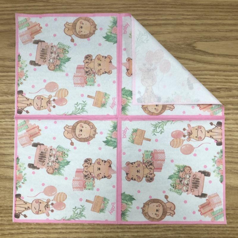 

20 шт./упак. 33*33 см 2-слойные одноразовые салфетки для вечеринок с рисунком из мультфильмов Bag Package розовый