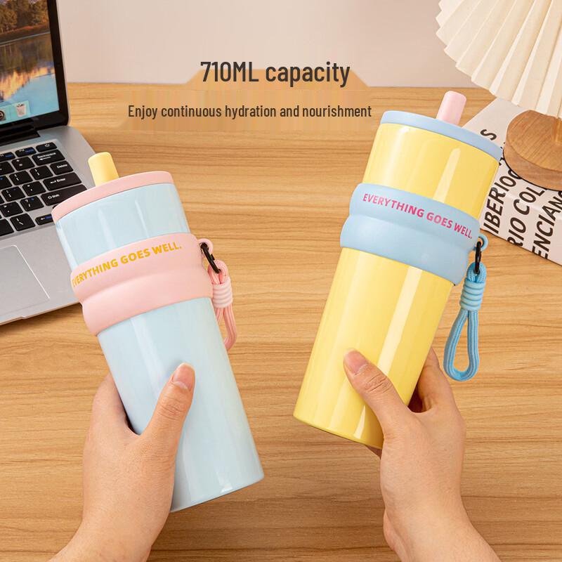 Shangqi 1000ml Edelstahl Isolierter Becher mit Strohhalm