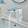 White Smart Sensor Basin Faucet Screen Digital Display Hot Cold Water Mixer Tap Touchless Vanity Sink Faucet For Bathroom