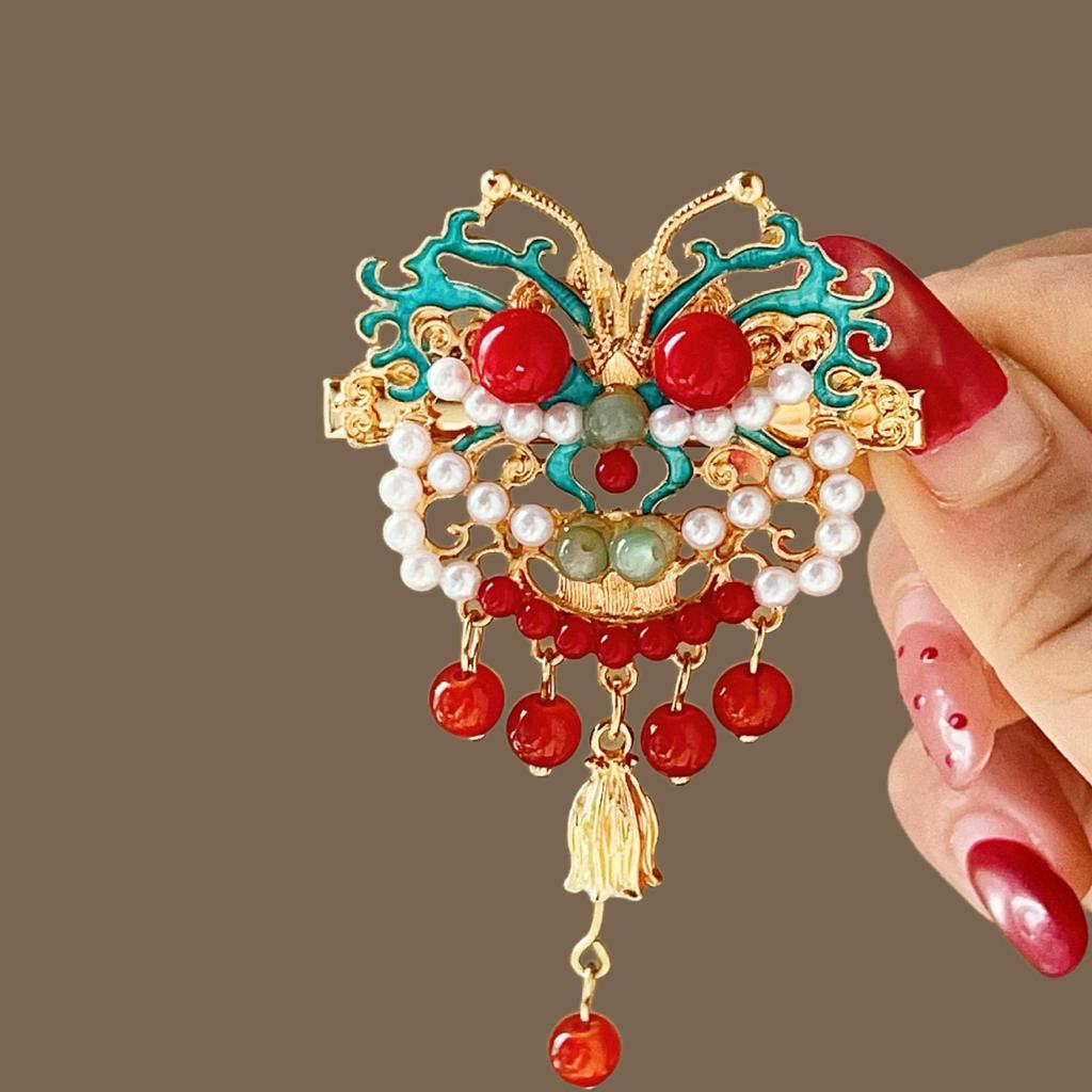 Elegant Blue Cloud Pearl Hairpin with Tassel