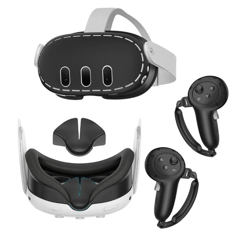 Rutschfeste Griffabdeckung für Quest3 Virtual Reality Headset-Abdeckung, schweißfeste und kratzfeste Hülle