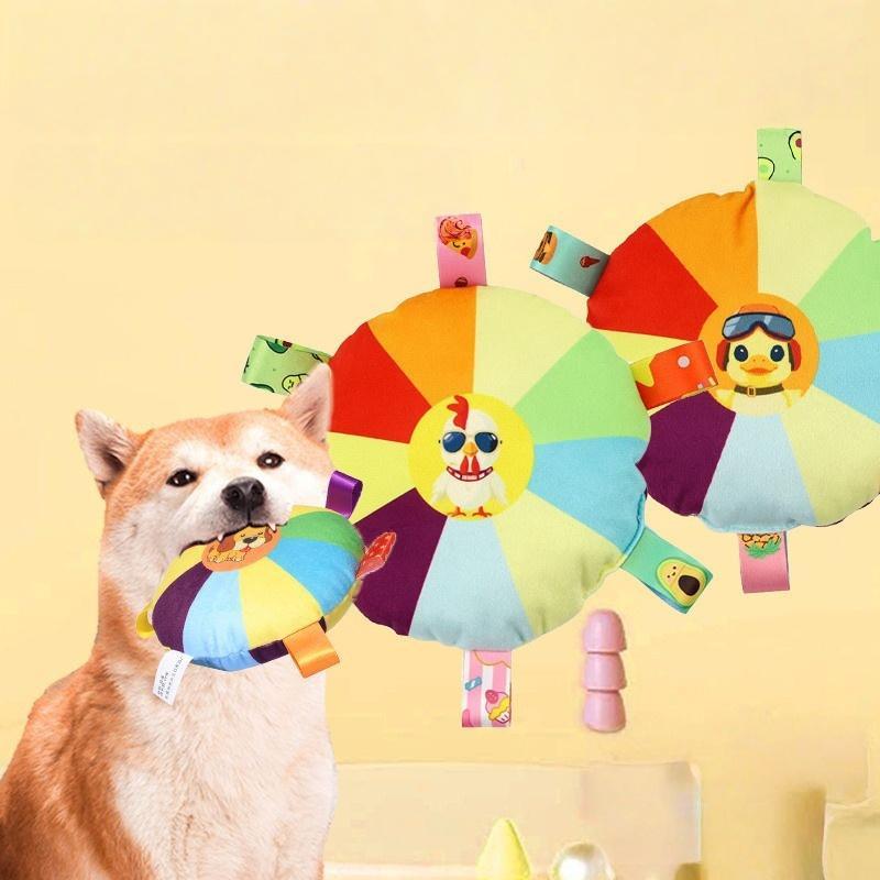 Squeaky Plush Dog Flying Disc Interactive Training Chew Toy Teething Cleaning Soft Pet Toy For Dogs Outdoor Interactive Play