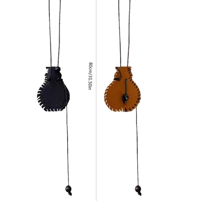Long Necklace PU Leather Black/Brown 80cm Adjustable Length for Artistic Style Enthusiasts Clothing Accessories
