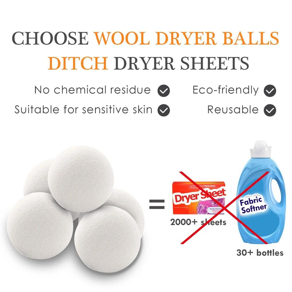 6 Reusable Wool Dryer Ball Softener Laundry Room Home Washing 4/5/6cm Wool Drying Kit Washing Machine Accessories