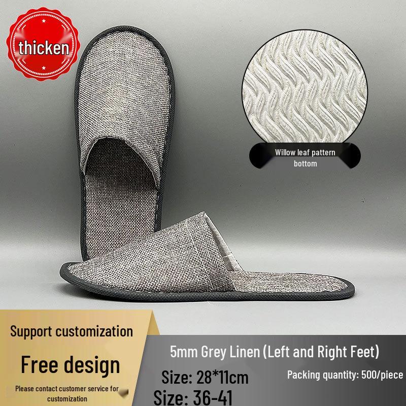 Washable Anti-Slip Hemp Cotton Linen Guest Slippers for Hotel & B&B