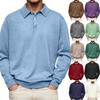 Men's Solid Color Single-breasted Loose Plus Size Polo Shirt Business Casual Pullover Top