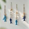 Wooden Fish Wall Hanging Ornaments, Nautical Beach Theme Home Decoration Sculpture for Bathroom Bedroom Lake House Decor