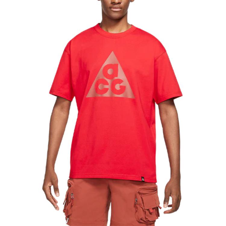Nike ACG Series Triangle Logo Print Sports Crew Neck Short Sleeve T-Shirt Men Tops Red DJ3645-657