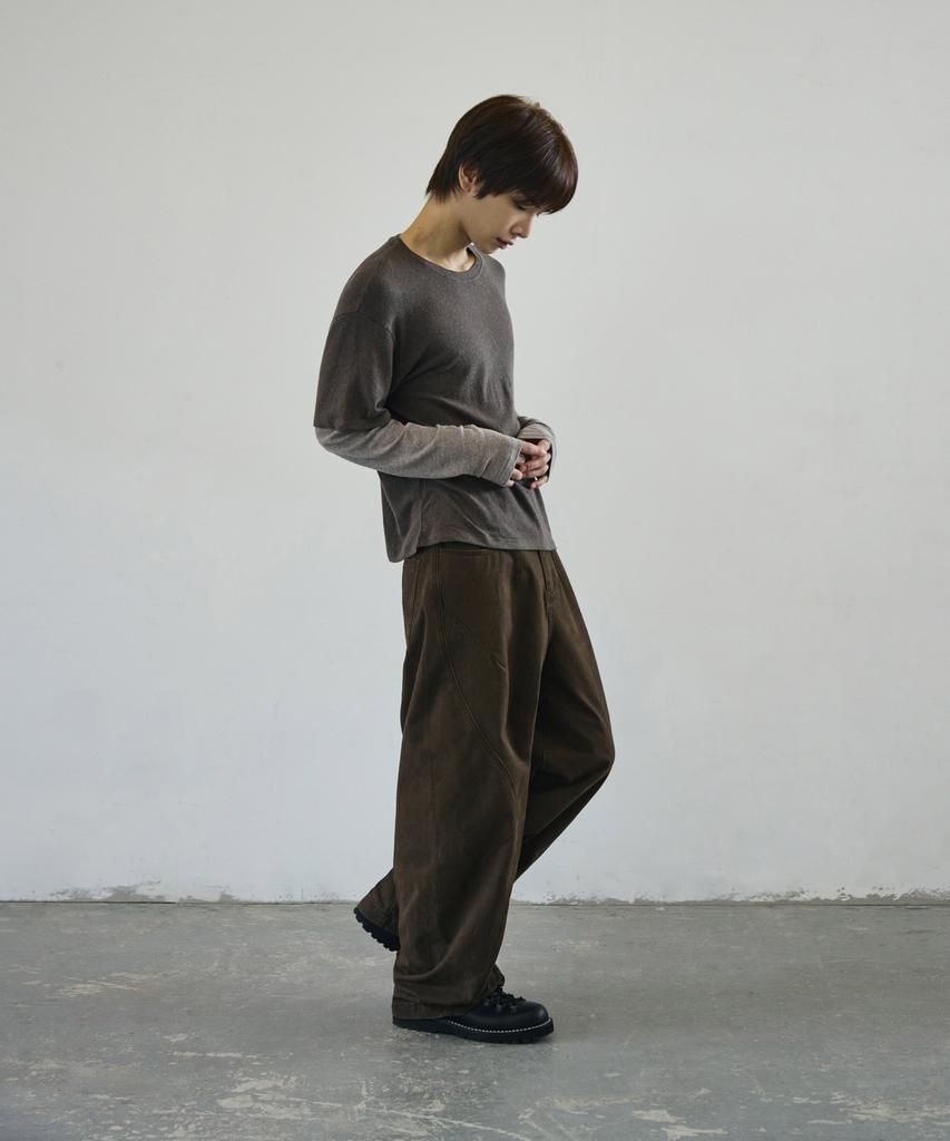 Seukeulaeteulpigsel Vtg Fade Dart Curved Line Cotton Pants [Brown]