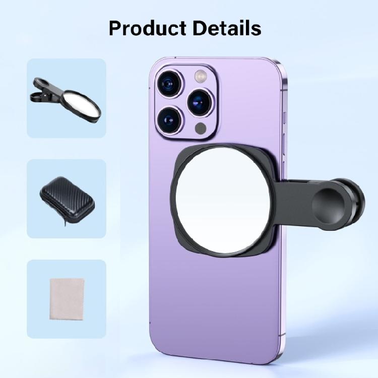 ABS Selfie Mirror Clip On Designs for Phone Rear Camera Photography Include Protective Storage Case and Cleaning Cloth