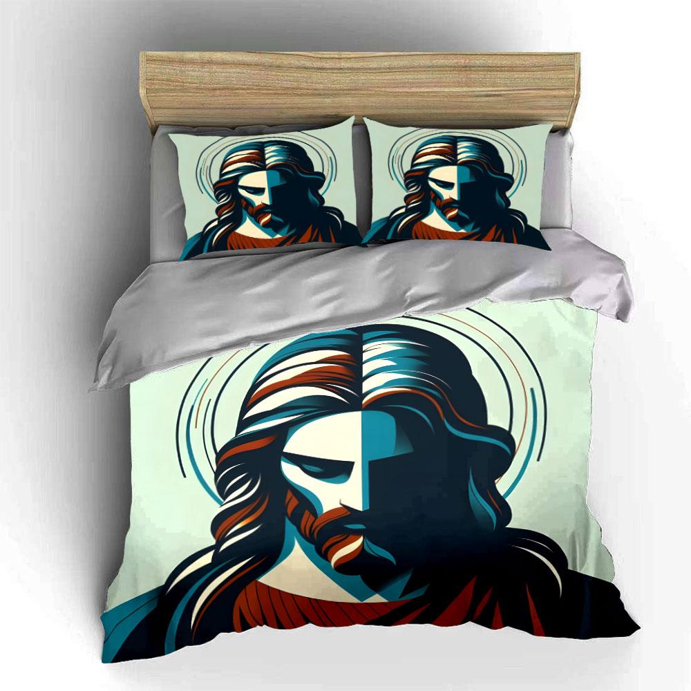 Jesus Christ Face Illustration. Bedding Sets Duvet Cover Sets Duvet Covers Pillowcases(1 * Duvet Cover 2 * Pillowcases, Without Duvet Insert)