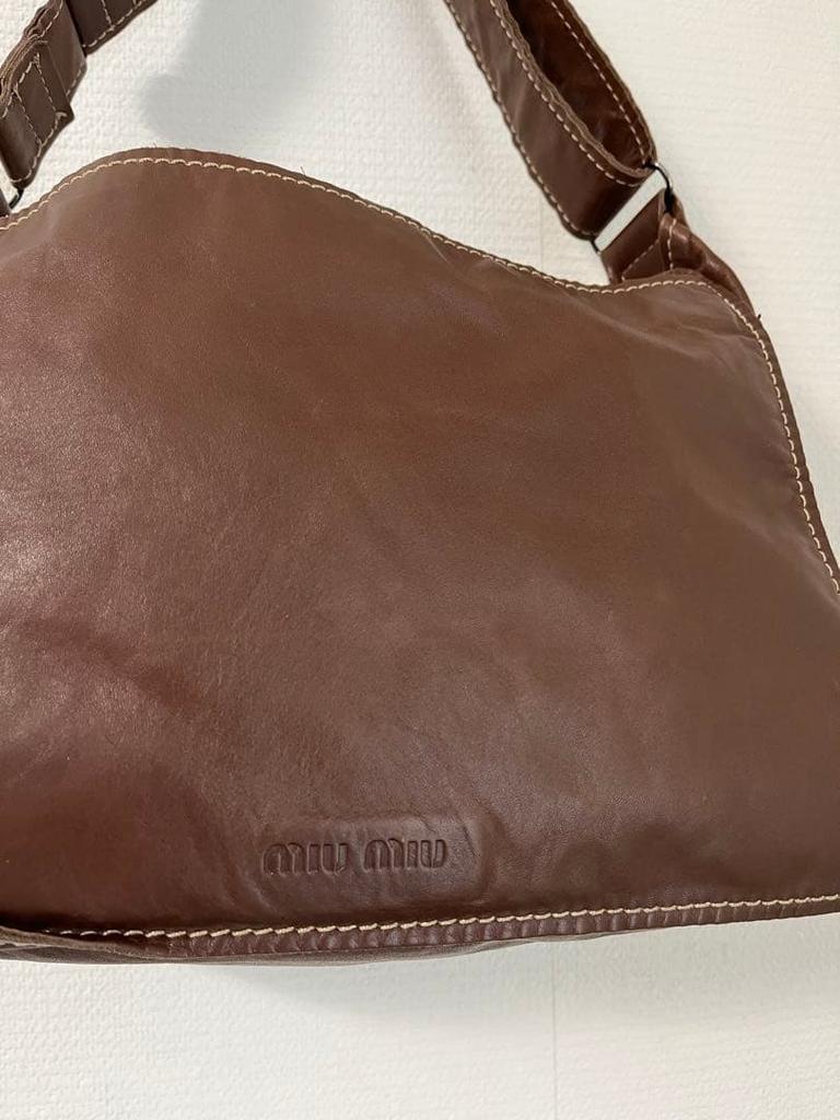 MIU Archive Genuine Leather Brown Shoulder Bag Y2K Vintage from Japan Used