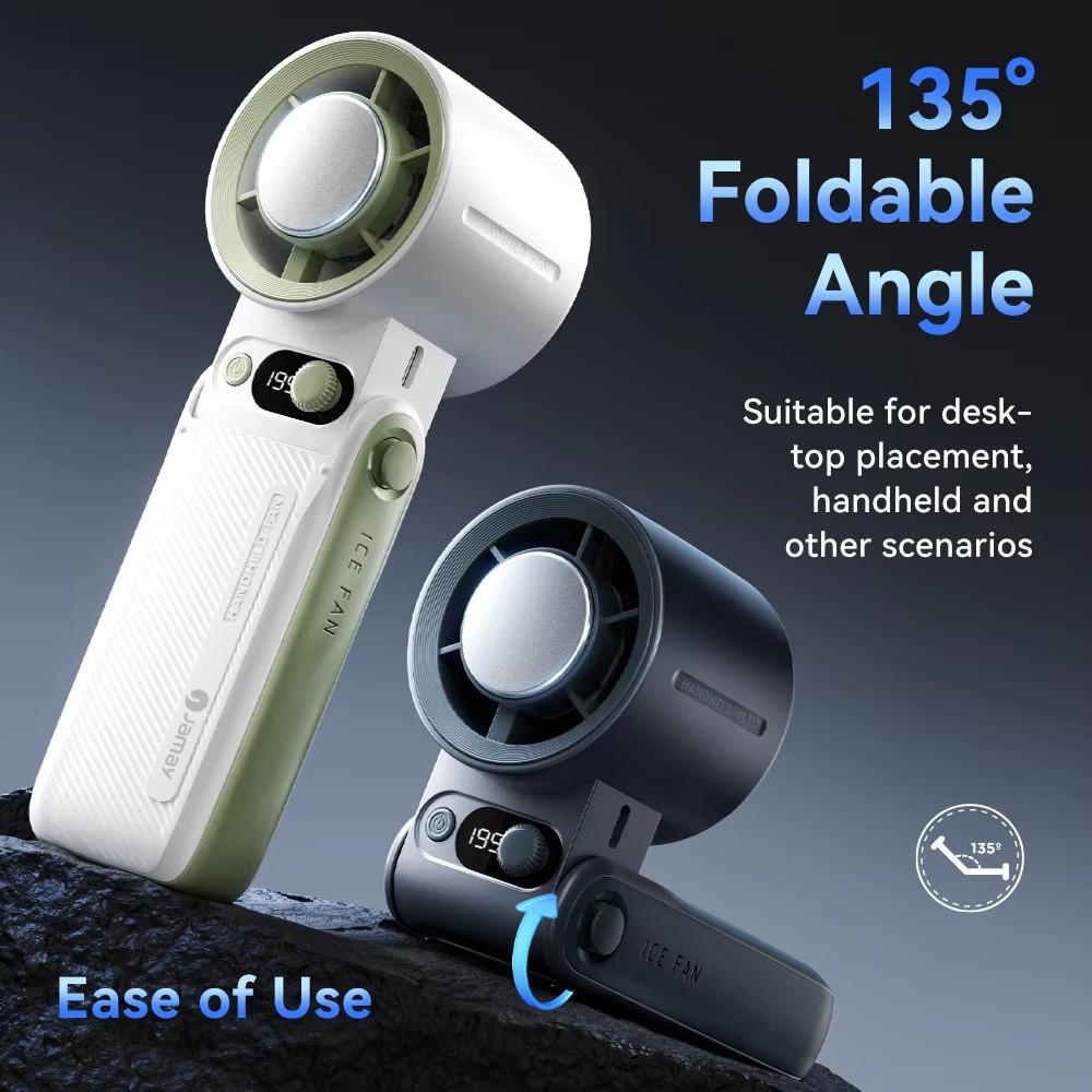 Portable Handheld Cooling Fan 199Gear Strong Wind Speed LED Digital Display 135°Foldable 3-in-1 Handheld Tubro Fan 8000mAh F5PRO