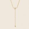 18K Gold Crystal Diamond Y-Shaped Zirconia Sweater Necklace, Colorfast Titanium Steel Jewelry.