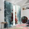 2pcs,2D Plane Printing Curtain Popular Christmas Tree Snowy Forest Scenery 100% Polyester (without Rod) Home Decor Ldeal for