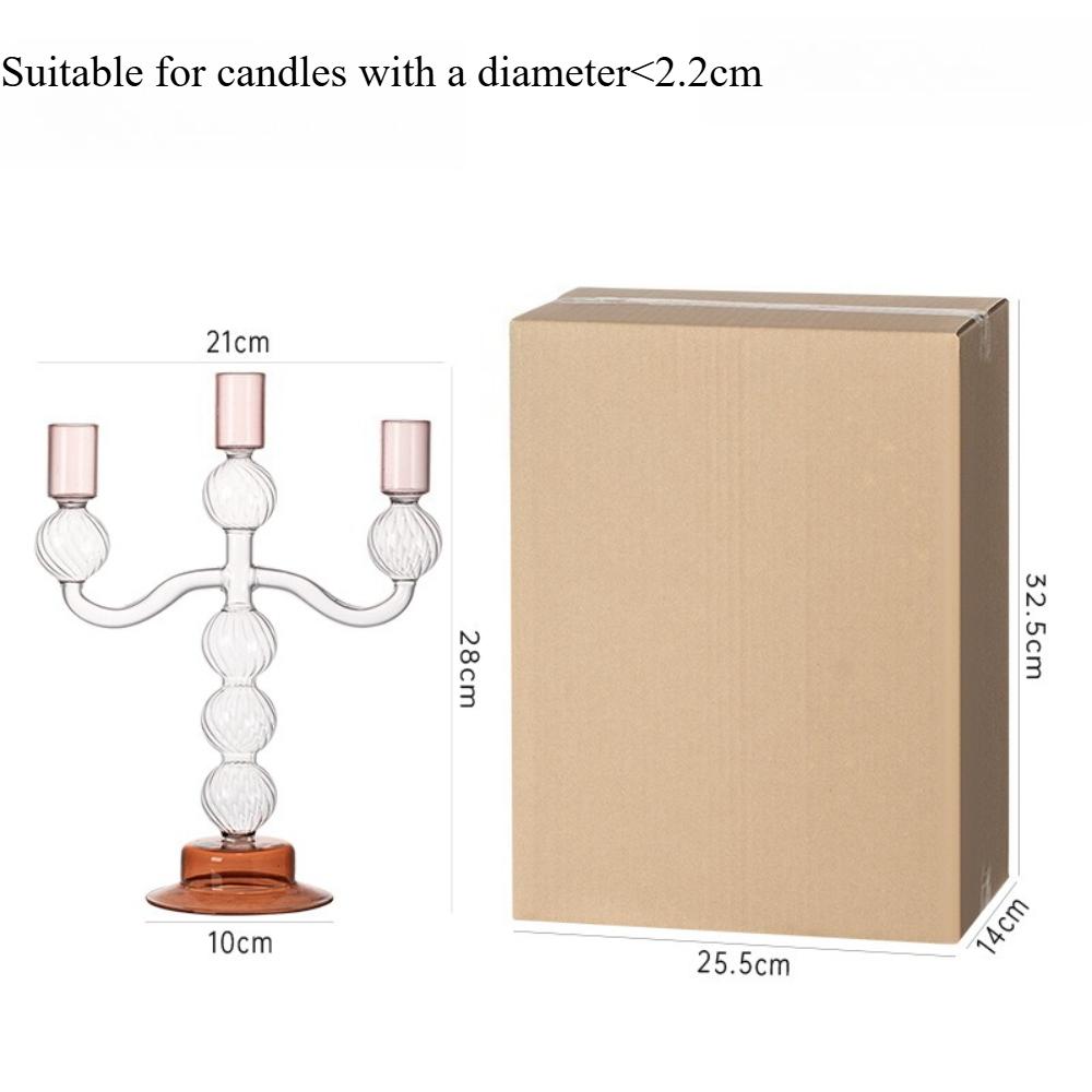 Nordic Retro Striped Romantic Three Headed Candlestick Dining Table Candlelight Dinner Decoration Candle Stand Decoration