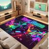 Neon Colorful Theme Crystal Velvet Floor Rug Personalized Custom Name Text Warm Carpet Home Decoration