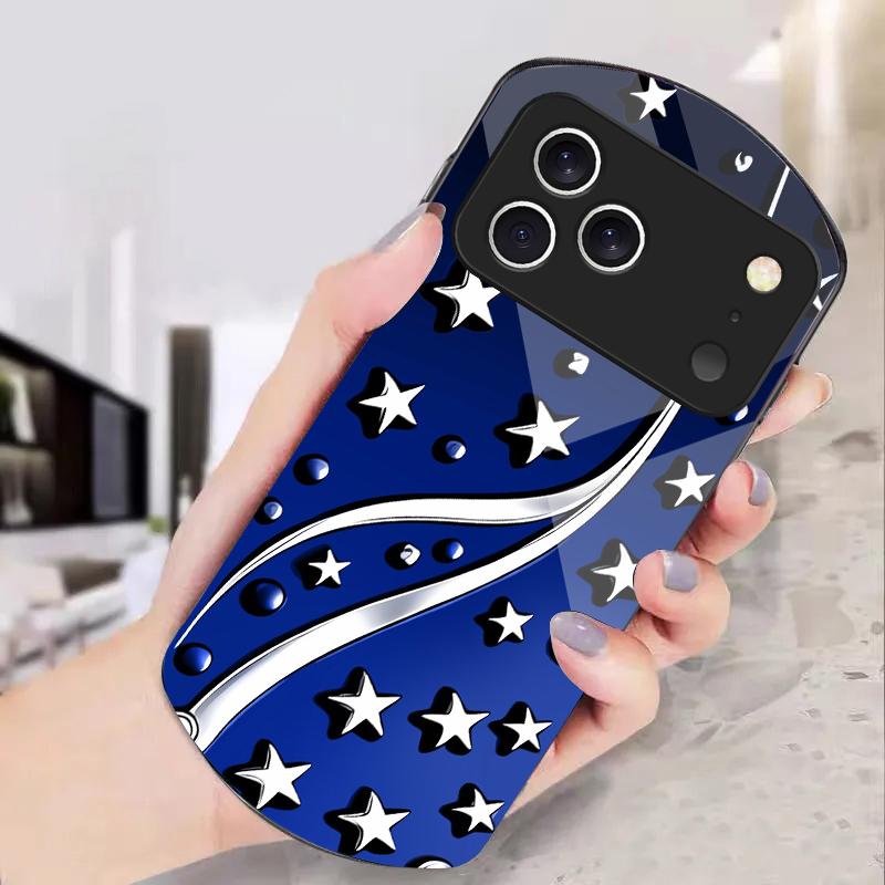 Deep Night with Stars For iPhone 17 16 15 14 Pro 13 Plus 12 mini 11 Pro Max XR X S 7 8 Elliptical Tempered Glass Phone Case