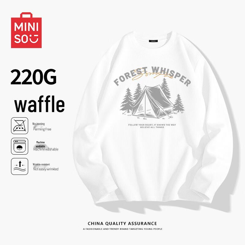MINISO Men s Waffle Knit Long Sleeve Loose T-Shirt 3XL
