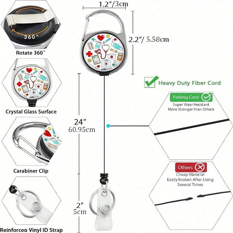 Heavy Duty Badge Holder with Retractable Reel, Retractable ID Badge Holders with Clip Name Key Card Holder Case
