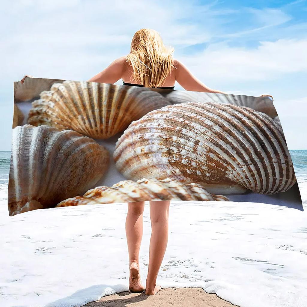 Beach Seashell Starfish Towel Summer Bathroom Soft Absorbent Multipurpose Quick Dry Sand Free