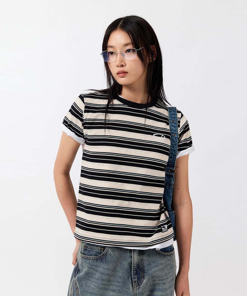 ODDSTUDIO Odsd Striped Regular Fit T-Shirt - Ivory