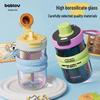 Hua Ban Sen Borosilicate Glass Water Bottle with Straw