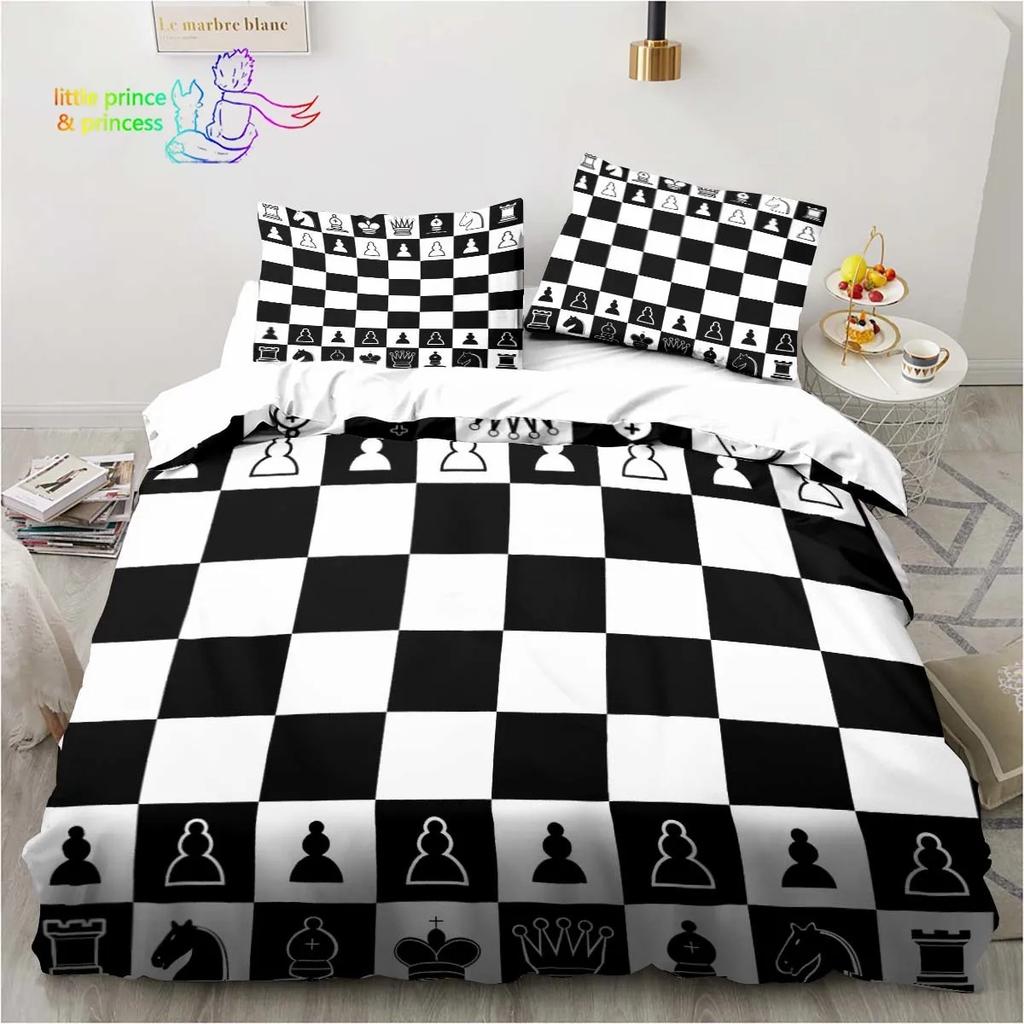 Funny Chess Board Comfortable Duvet Quilt Cover Pillowcase Bedding Set Children Bedroom Decoration Home Textile