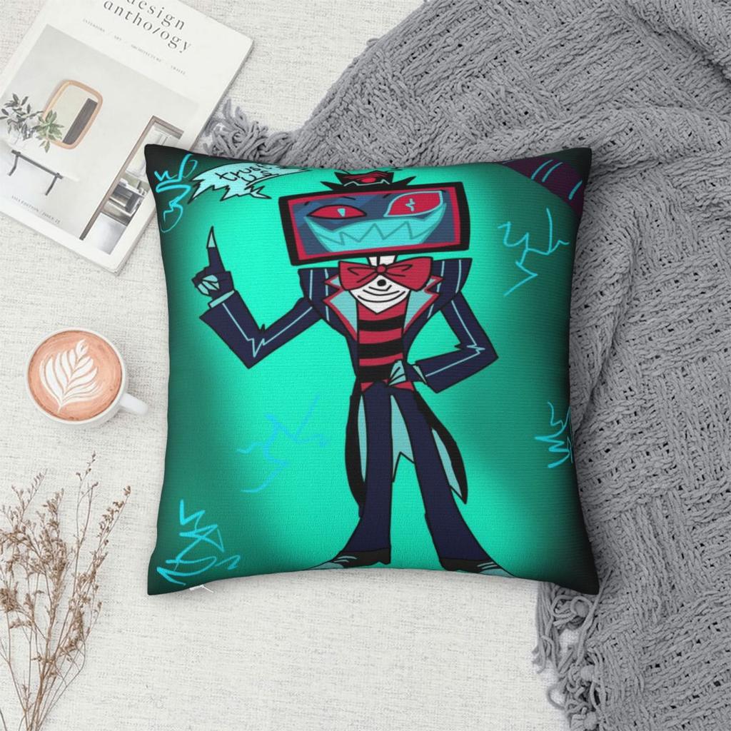 Hazbines Hoteles Alastor Vox 2 Printed Pillowcase Cushion Cover Throw Pillow Cover Warm Home Decorations Zippered Multiple Sizes