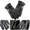 Men Leather Gloves Winter Warm Full-Finger Sports Gloves Touchscreen-Compatible Windproof Cycling Gloves for Outdoor Work Running Errands