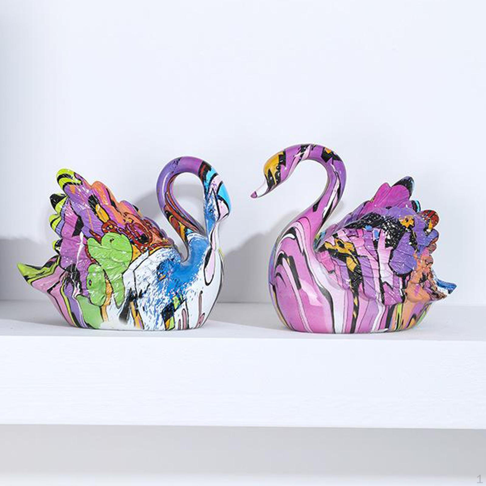 

1 Pair Swan Lover Figurines Resin Animal Statue Sculptures Figures Home Wine Cabinet TV Living Room