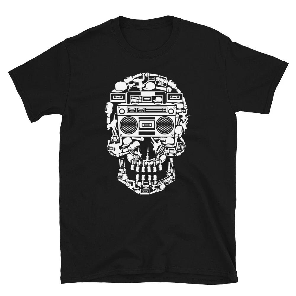 SKULL BOOMBOX 80s 90s hiphop hip hop graffiti old Short-Sleeve Unisex T shirt S