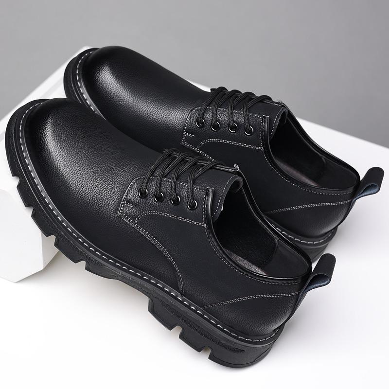 FashionFashion Retro Platform Leather Shoes for Men Designer Soft-soled Men's Casual Shoes Spring Autumn Business Dress Shoe Male