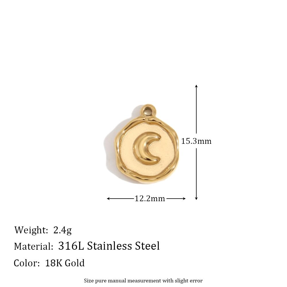 MamacitaSlay Popular biotree heart star moon portrait lucky Chinese "Fu" "Xi" 18K Gold Plated charm stainless steel jewerely