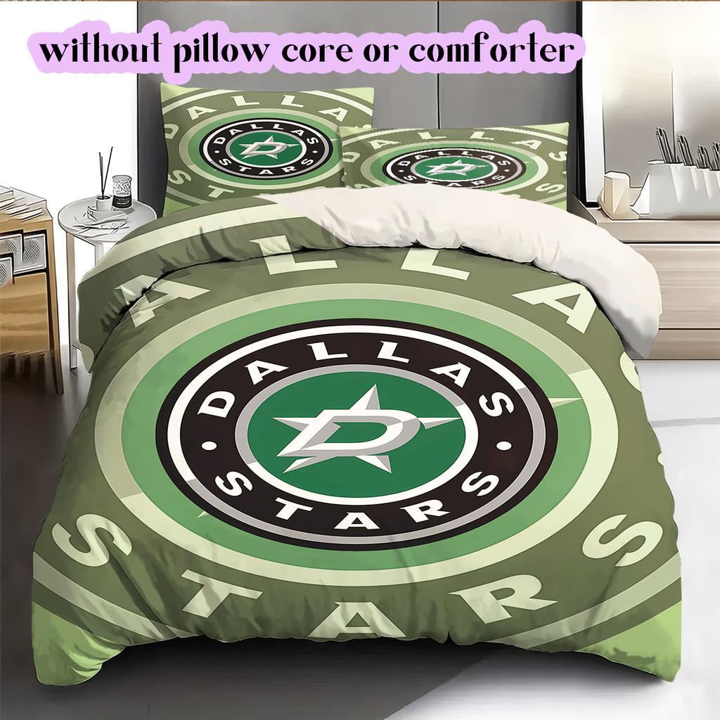 Ice Hockey Logo Pattern Bedding Quilt Set Quilt Cover Pillowcase Home Decoration Birthday Gift (1*duvet Cover+ 2*pillowcase, Without Core)