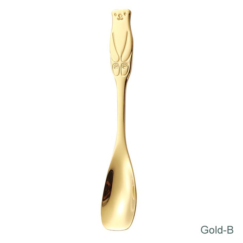 

Кофейная ложка из нержавеющей стали 304 Ложка для мороженого Десертная ложка Серебряная Золотая Узор Пингвин Медведь Бытовые Гаджеты для Ресторана