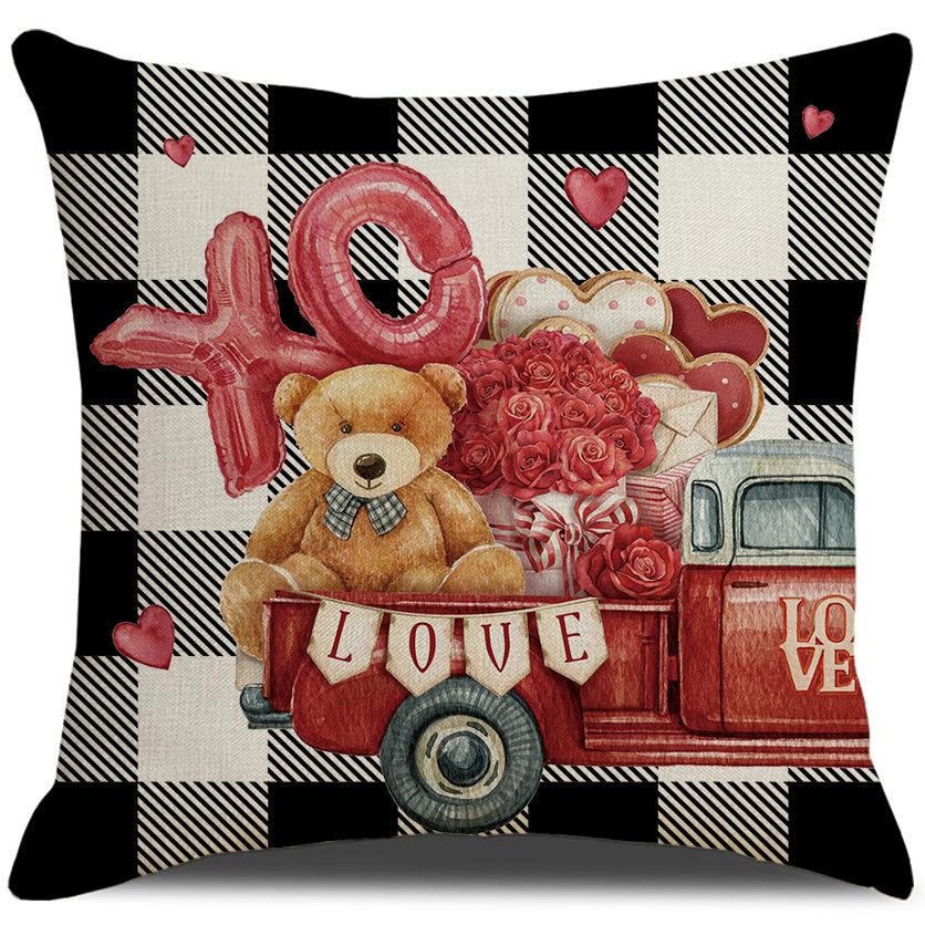 Classic Plaid Printed Pillowcase Valentine's Day Red Letters Love Home Sofa Decoration Cushion Pillow