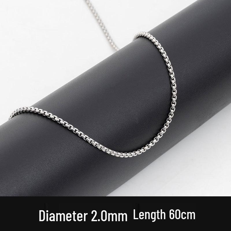 Stainless Steel Square Pearl Chain Men's Necklace - Titanium Steel Hip Hop Jewelry (2/2.5/3/3.5mm)