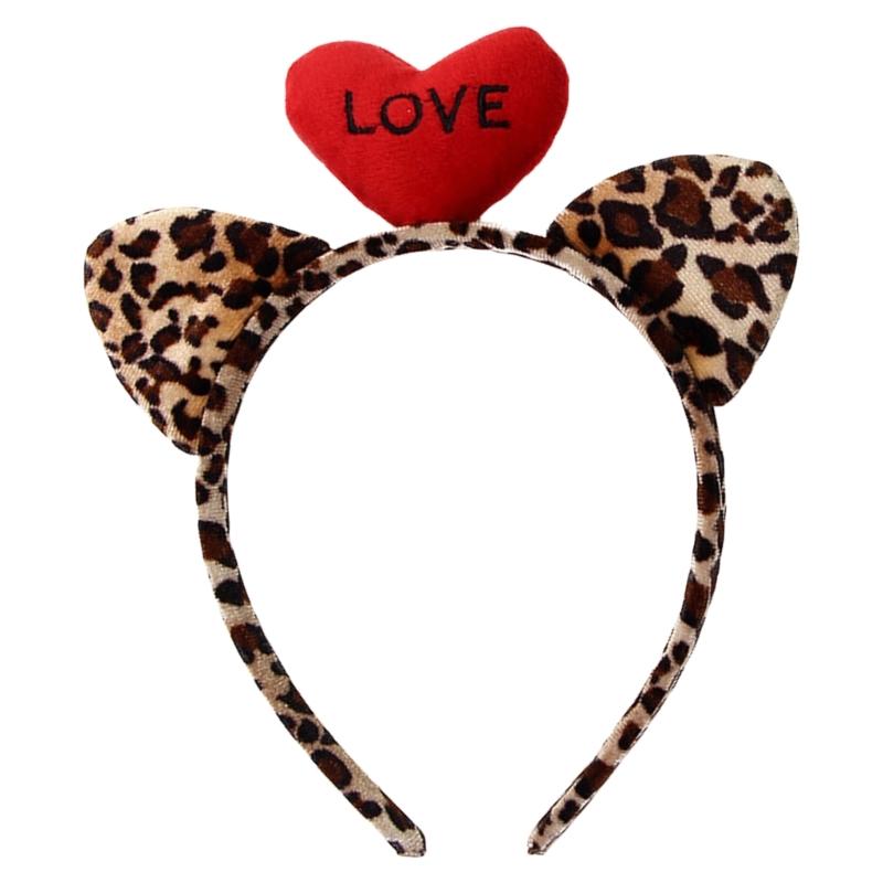 

Lovely Cats Ear Hairband Leopards Pattern Hair Hoop Halloween Cosplay Headpiece for Makeup and Face Washing 1