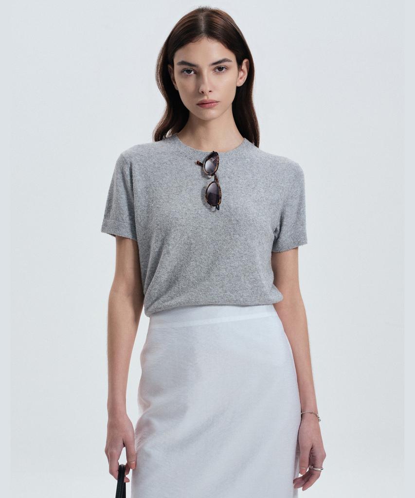 Tienjiti W Terry Crewneck Knit (Melange Gray) Tnsw6E203G2
