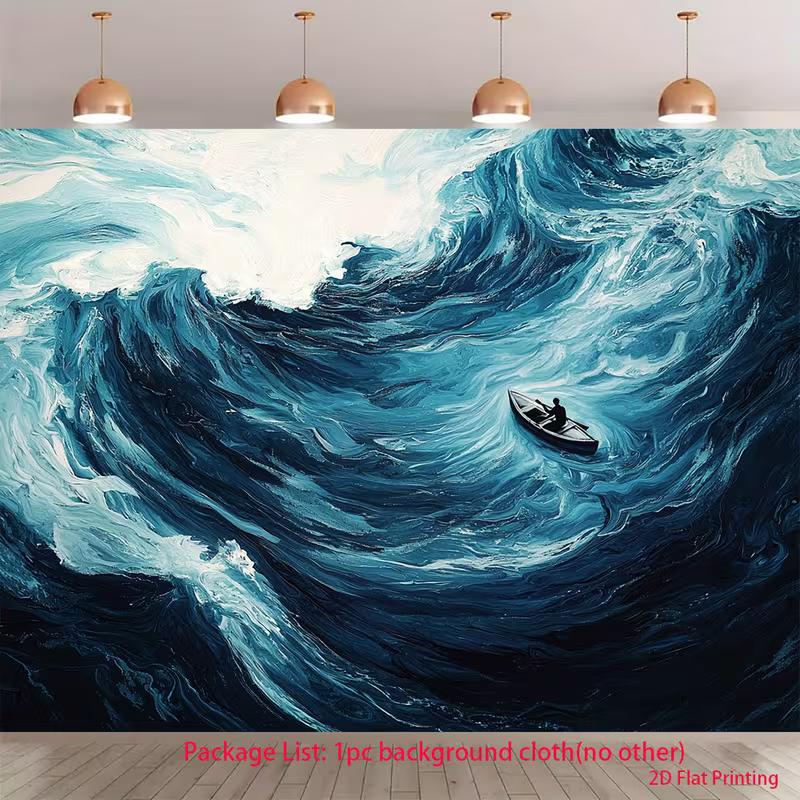 2D Blue Ocean Painting Backdrop for Fine Art, Portrait & Commercial Photography 47.2x31.5inch/120*80cm