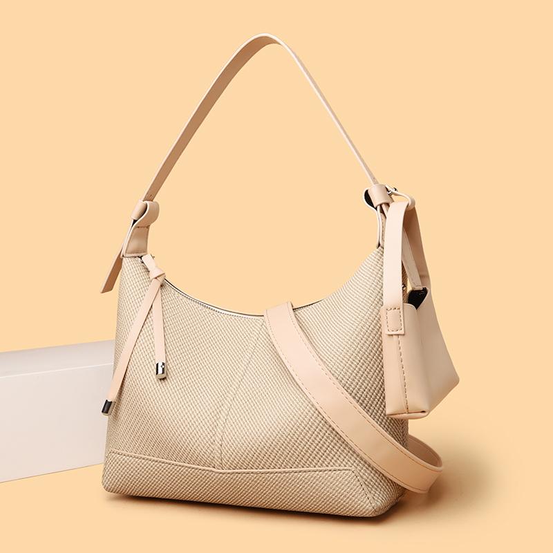Women's Textured Hobo Bag Stylish Shoulder Bag with Detachable Small Pouch for Daily Use