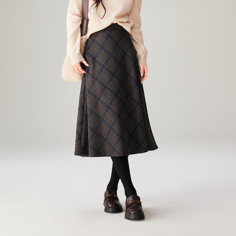 SOFSIL Women's Retro Plaid A-Line Swing Skirt