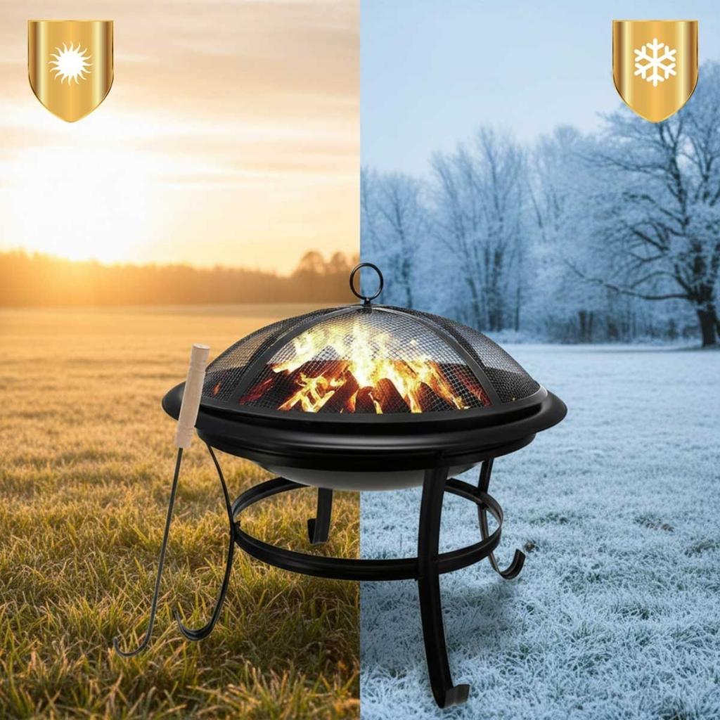 GARDEN FIRE PIT 54cm WITH LID KINGHOFF KH-2030