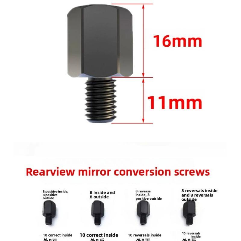 Rearview Mirrors Bolt Clockwise Anti-clock Right Left Melectric Vehicle Thread Pair Black Mirror Adapters M10 10MM M8 8M