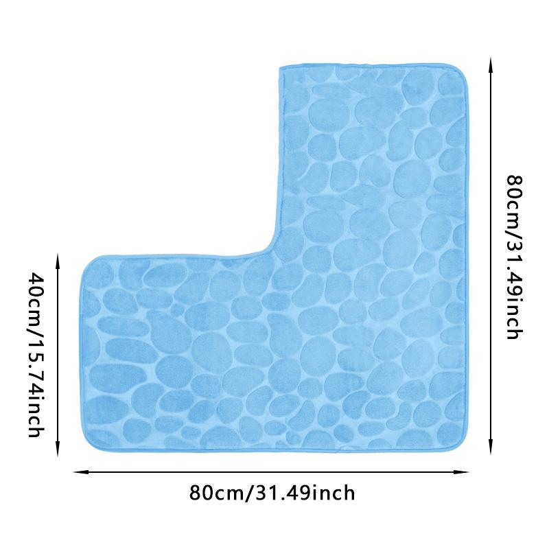 Bathroom Absorbent Foot Mat Shower Room L-Shaped Furry Flannel Bathroom Floor Mat Thick Nonslip Bathroom Mat Toilet Entrance Mat