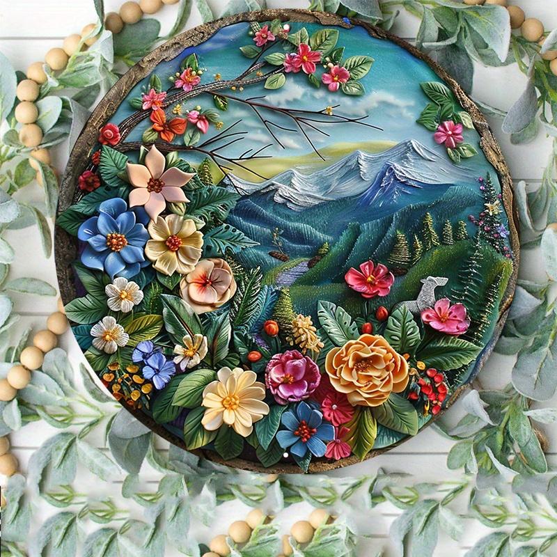 1pc 8x8inch wooden Sign A Round, Polymer Clay Art Hanging On A Tree Gn Round Door Hanger Wall Wreath Meta Decor Sign