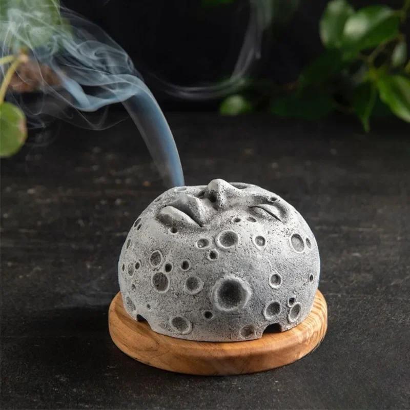 Home Decorations Incense Burner Holder Unique Moon Face Incense Cone Burner Elevate Meditation Serenity Meets Aromatherapy